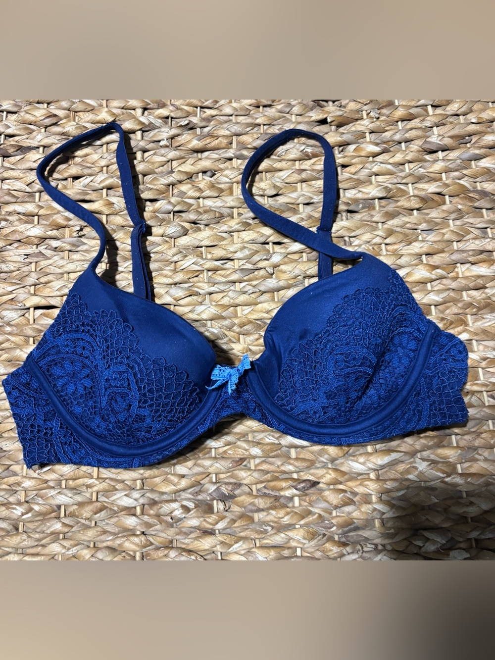 Victoria's Secret Navy Blue Lace Bra 32B